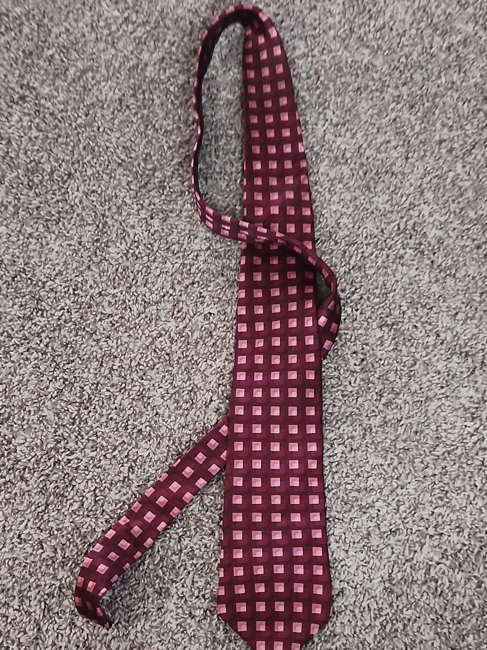 Murano Burgundy Tie with Pink Windowpane Squares